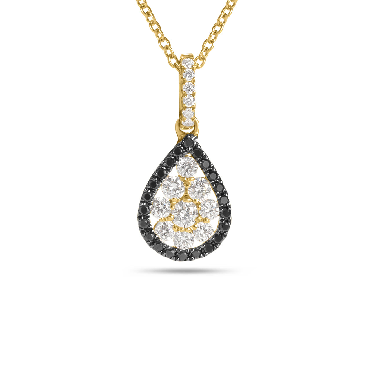 Black & White Diamond Pear Halo Necklace
