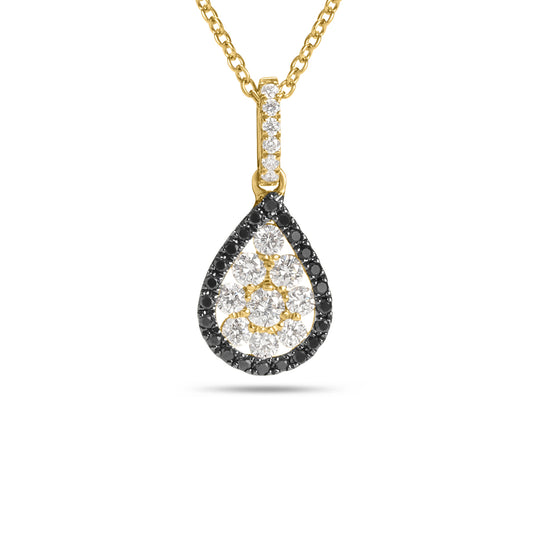 Black & White Diamond Pear Halo Necklace