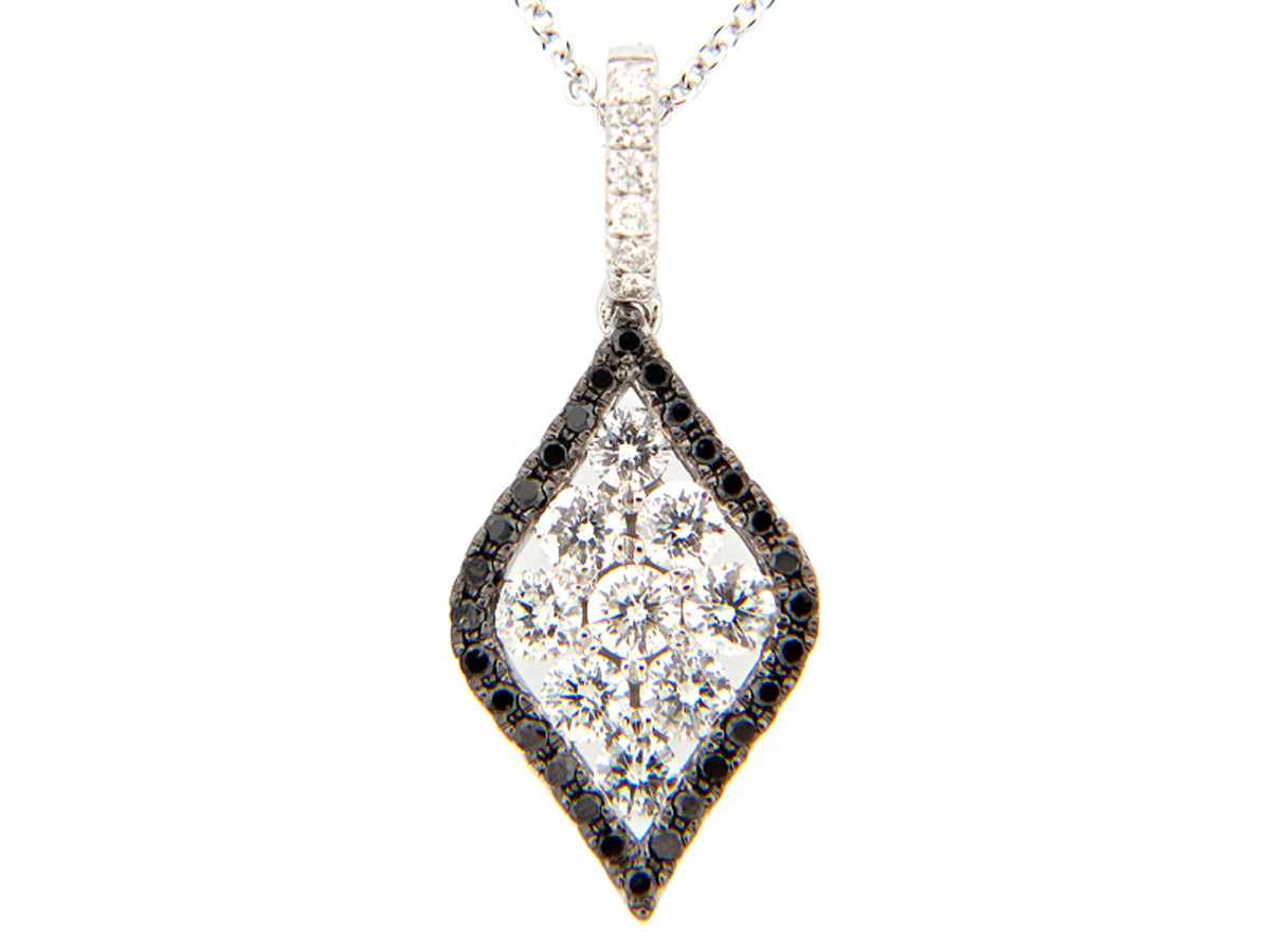 BLACK & WHITE DIAMOND PENDANT, 14KW (N)