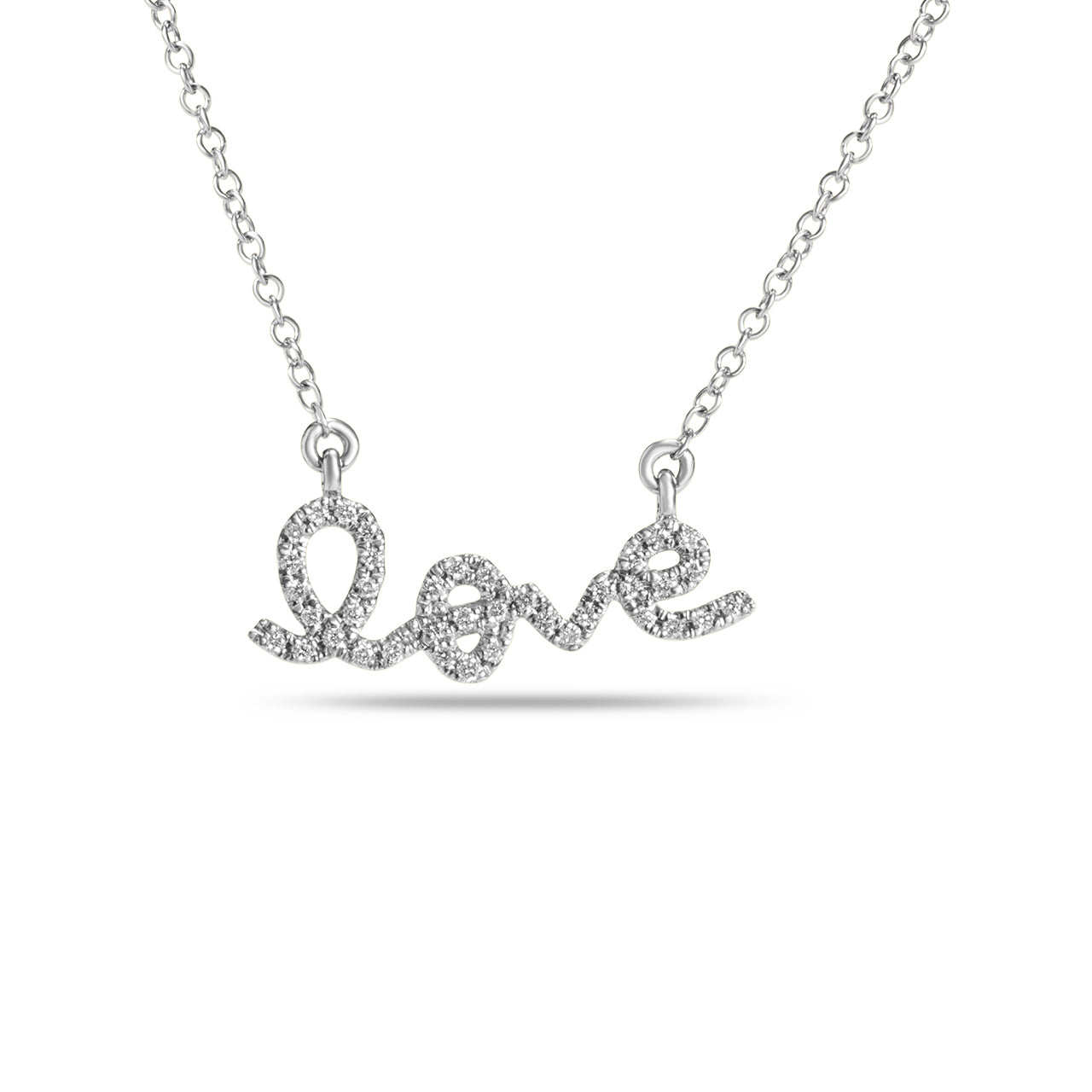 Diamond Love Script Necklace