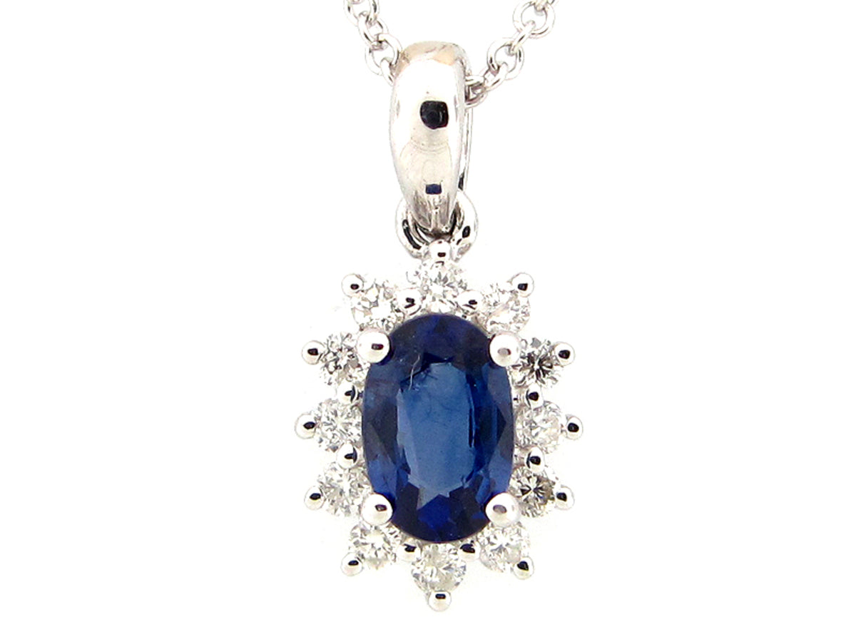SAPPHIRE & DIAMOND PENDANT, 18KW (H), C=0.56