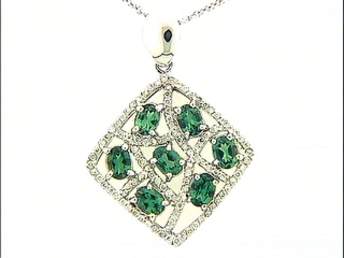 TSAVORITE & DIAMOND PENDANT, 18KW (N)