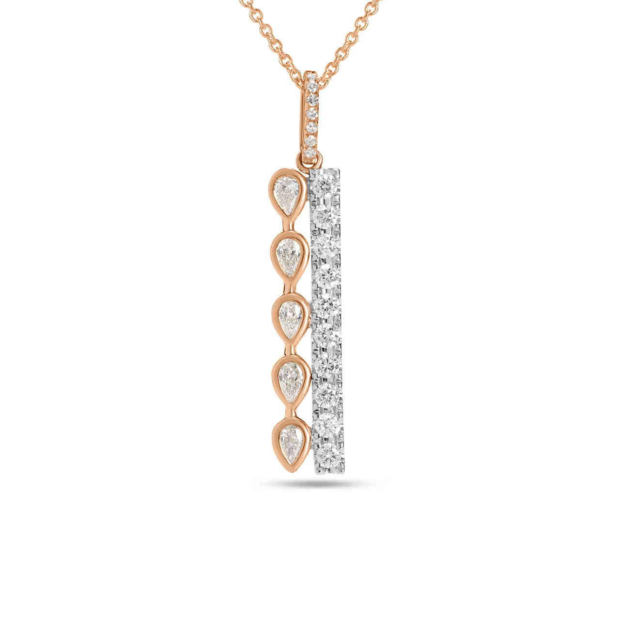 Diamond Pear & Round Duet Necklace