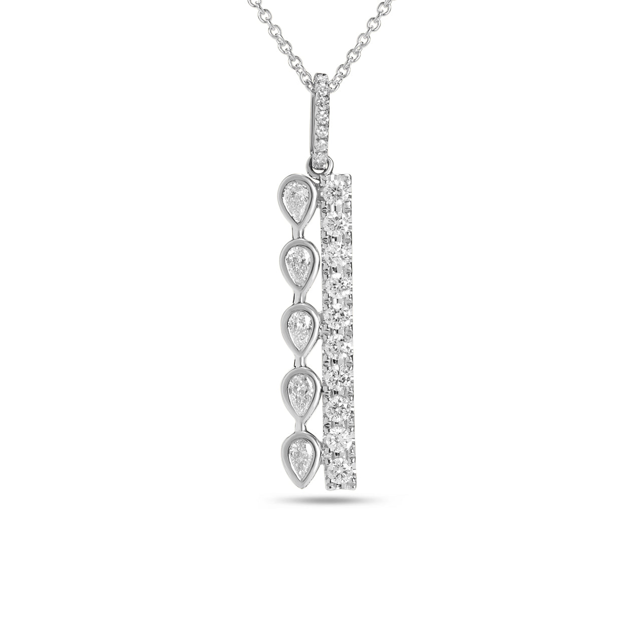 Diamond Pear & Round Duet Necklace