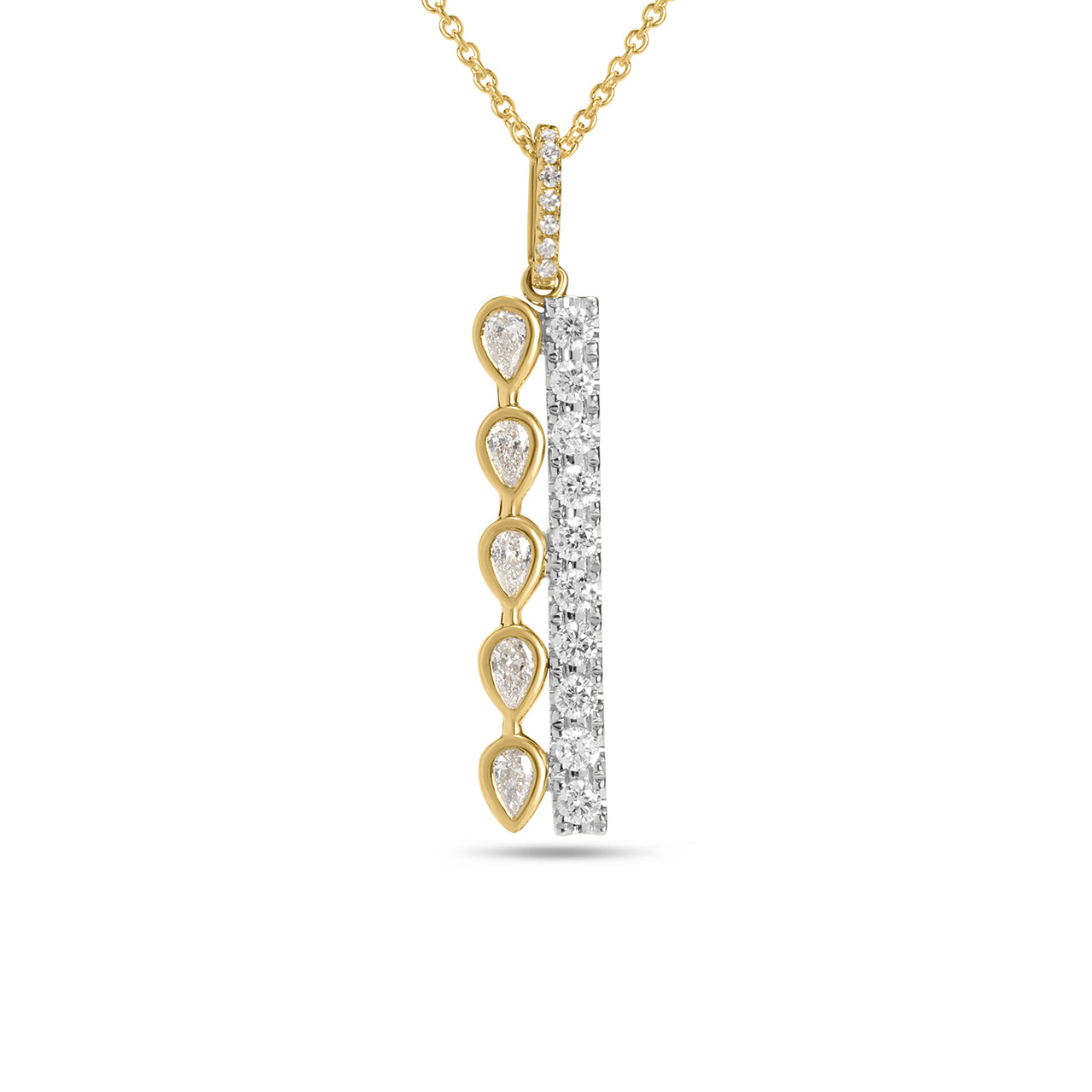 Diamond Pear & Round Duet Necklace