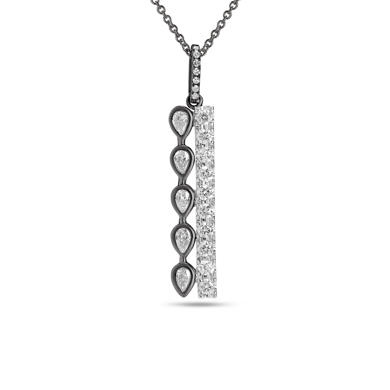 Diamond Pear & Round Duet Necklace