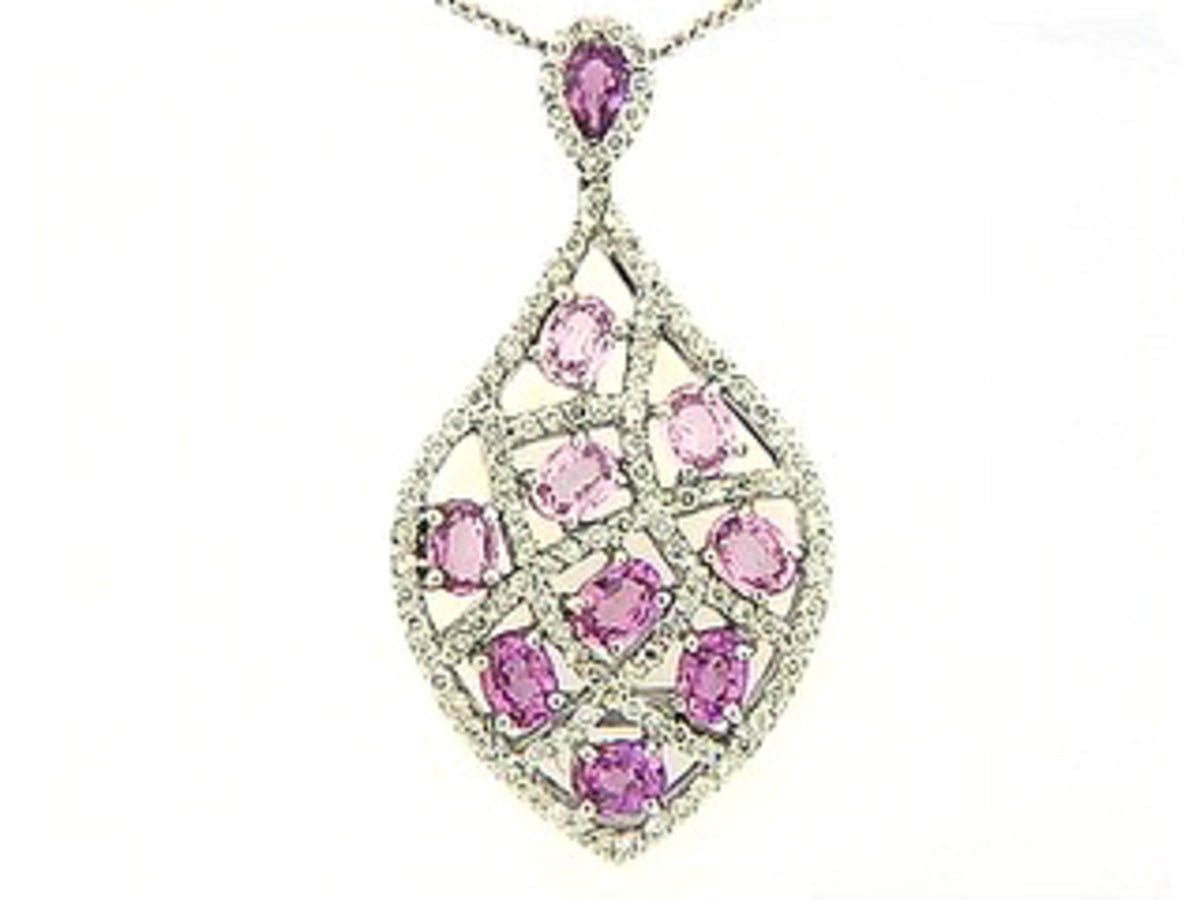 PINK SAPPHIRE & DIAMOND PENDANT, 18KW (H), C=2.28