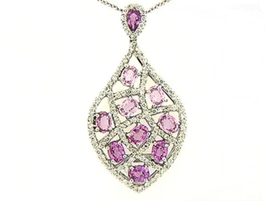 PINK SAPPHIRE & DIAMOND PENDANT, 18KW (H), C=2.28