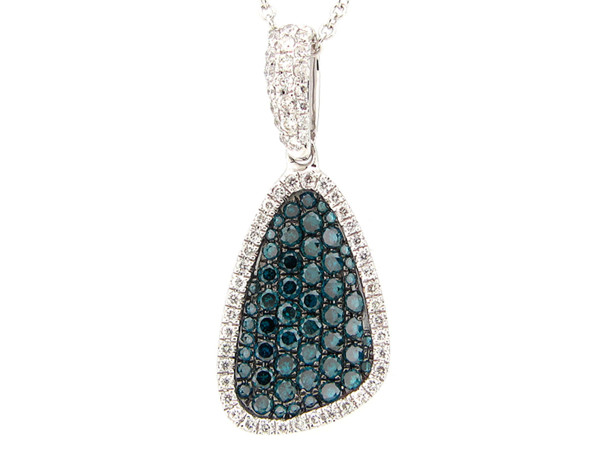 IRR BLUE & WHITE DIAMOND PENDANT, 14KW (R)