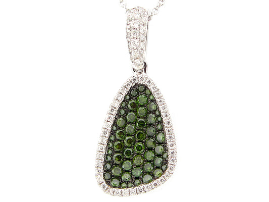 IRR GREEN & WHITE DIAMOND PENDANT, 14KW (R)