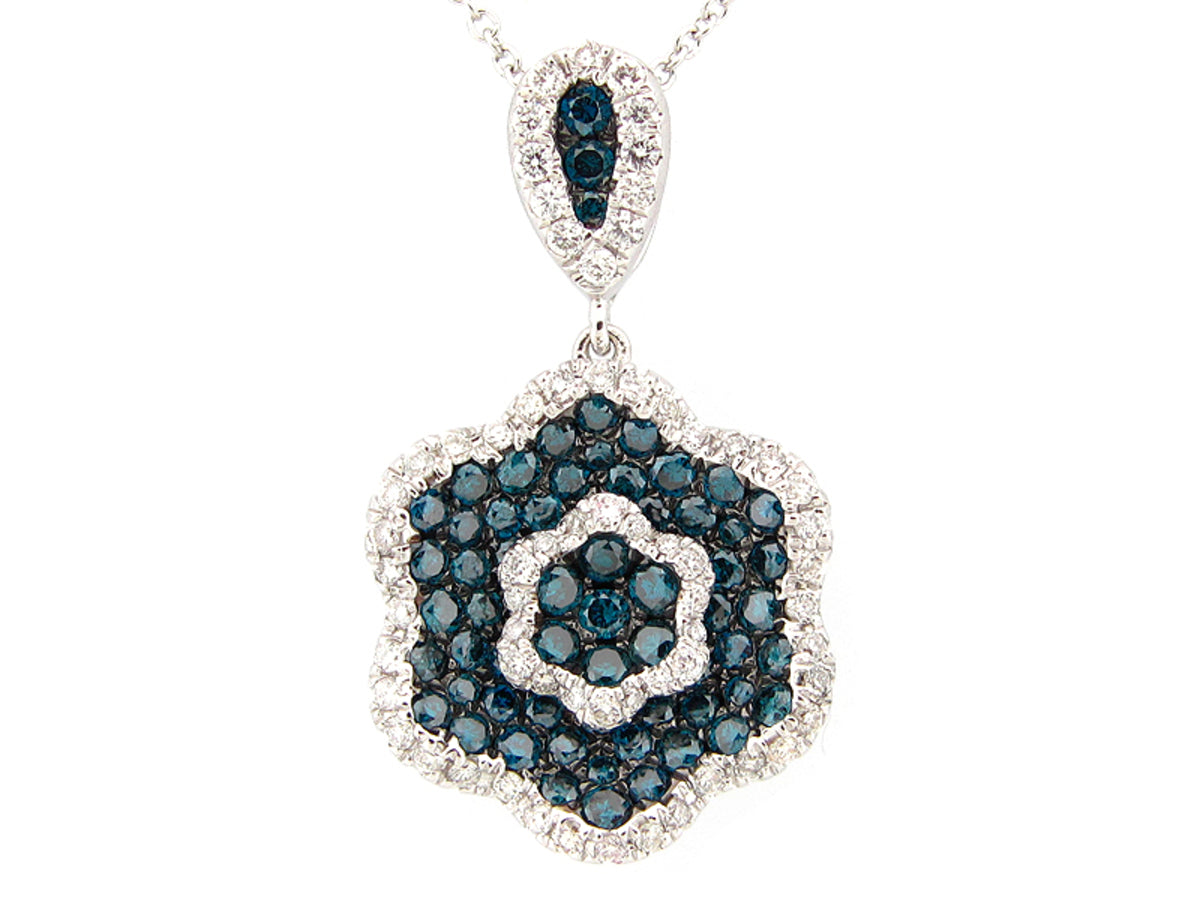 IRR BLUE & WHITE DIAMOND PENDANT, 14KW (R)