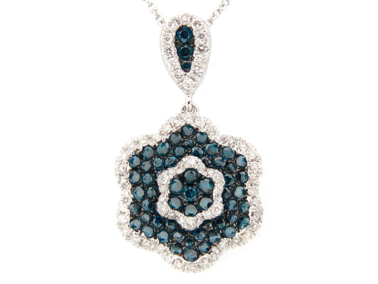 IRR BLUE & WHITE DIAMOND PENDANT, 14KW (R)