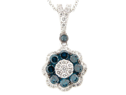 IRR BLUE & WHITE DIAMOND PENDANT, 14KW (R)