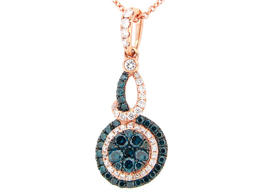 IRR BLUE & WHITE DIAMOND PENDANT, 14KR (R)