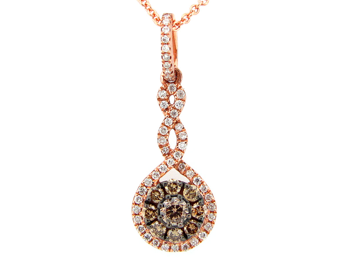 BROWN & WHITE DIAMOND PENDANT, 14KR (N)