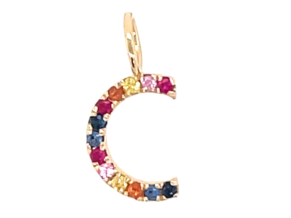RAINBOW SAPPHIRE LETTER C PENDANT