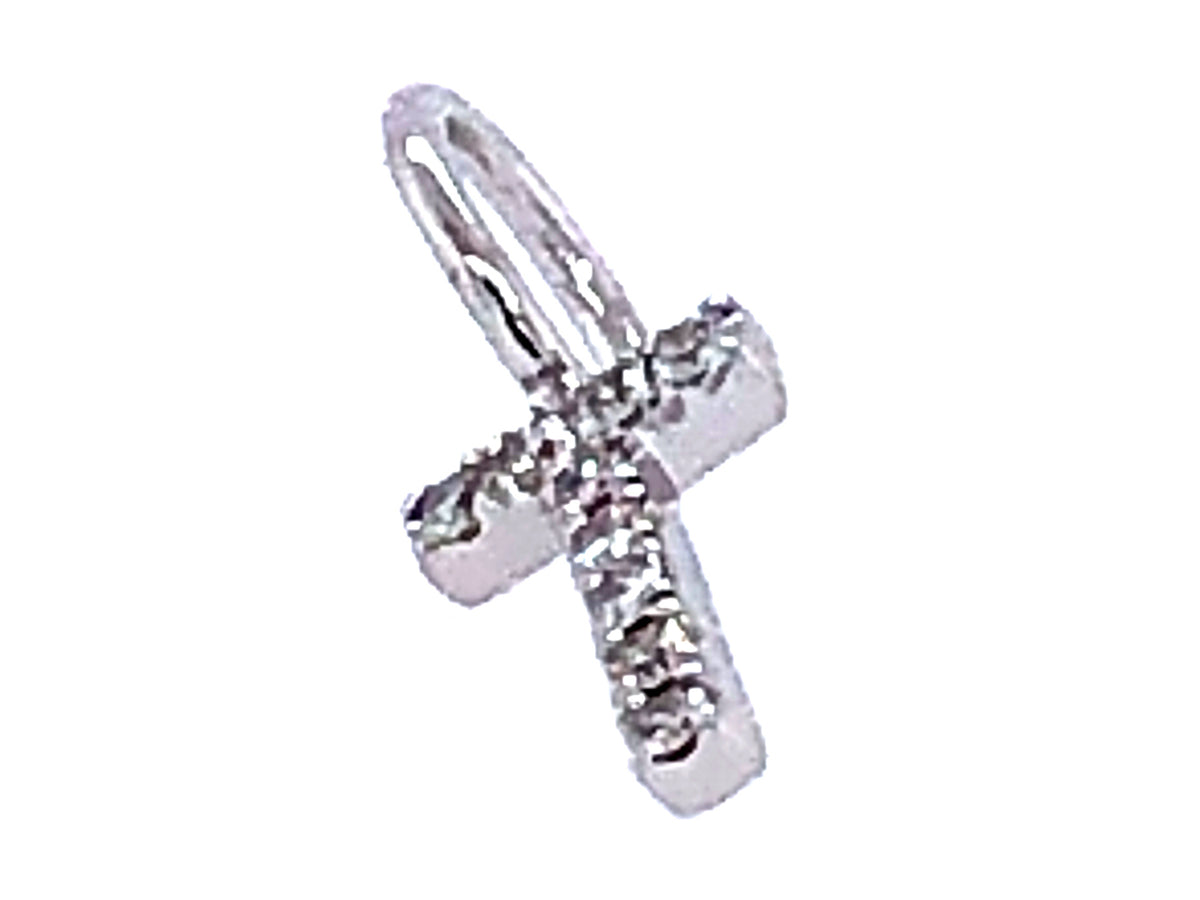 DIAMOND LETTER T PENDANT, NO CHAIN, 14KW (N)