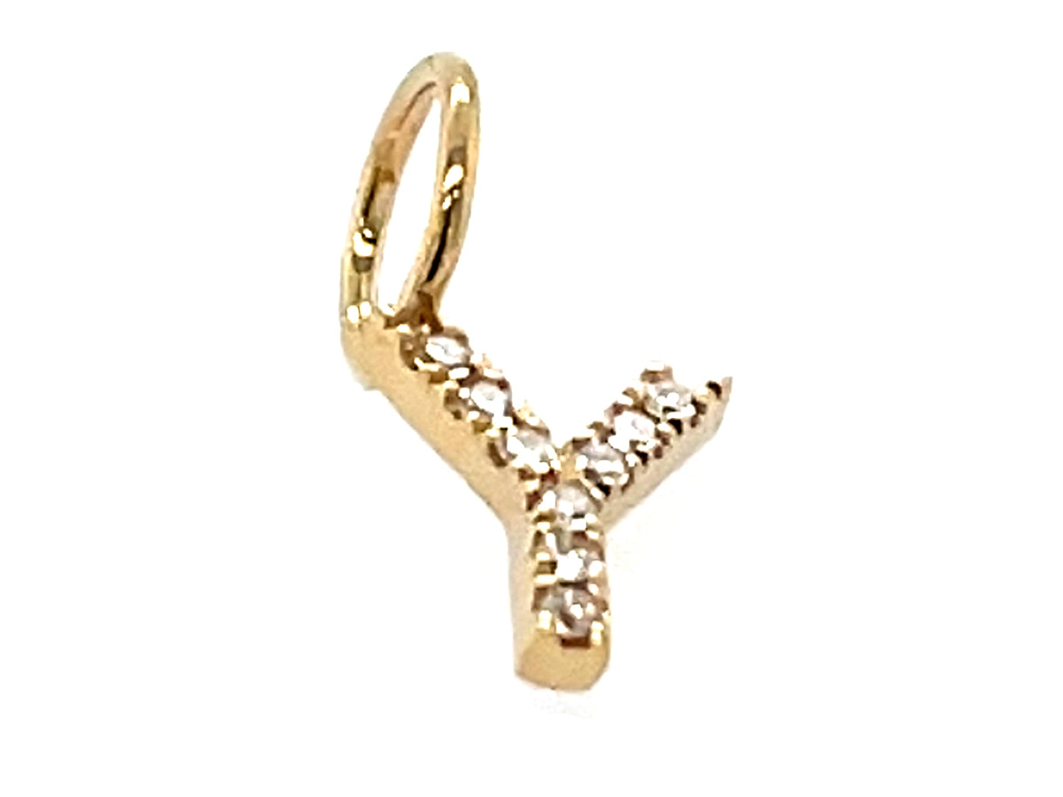 Diamond Letter Y Pendant