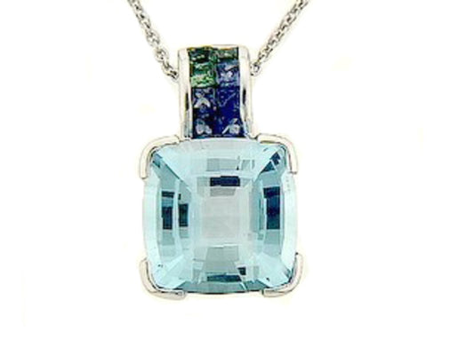 CHB BLUE TOPAZ, SAPPHIRE & TSAVORITE PENDANT, 18KW (H/R)