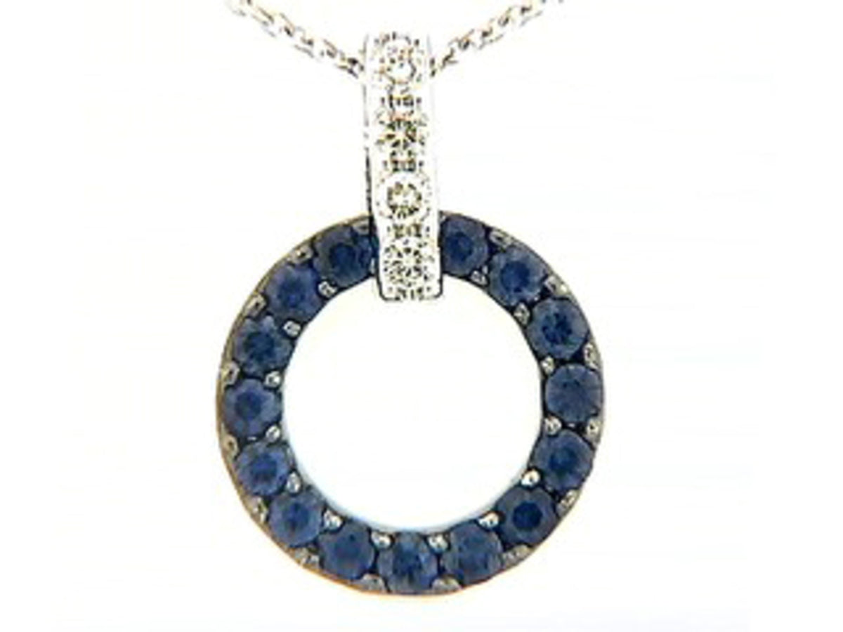 SAPPHIRE & DIAMOND PENDANT,18KW (H)