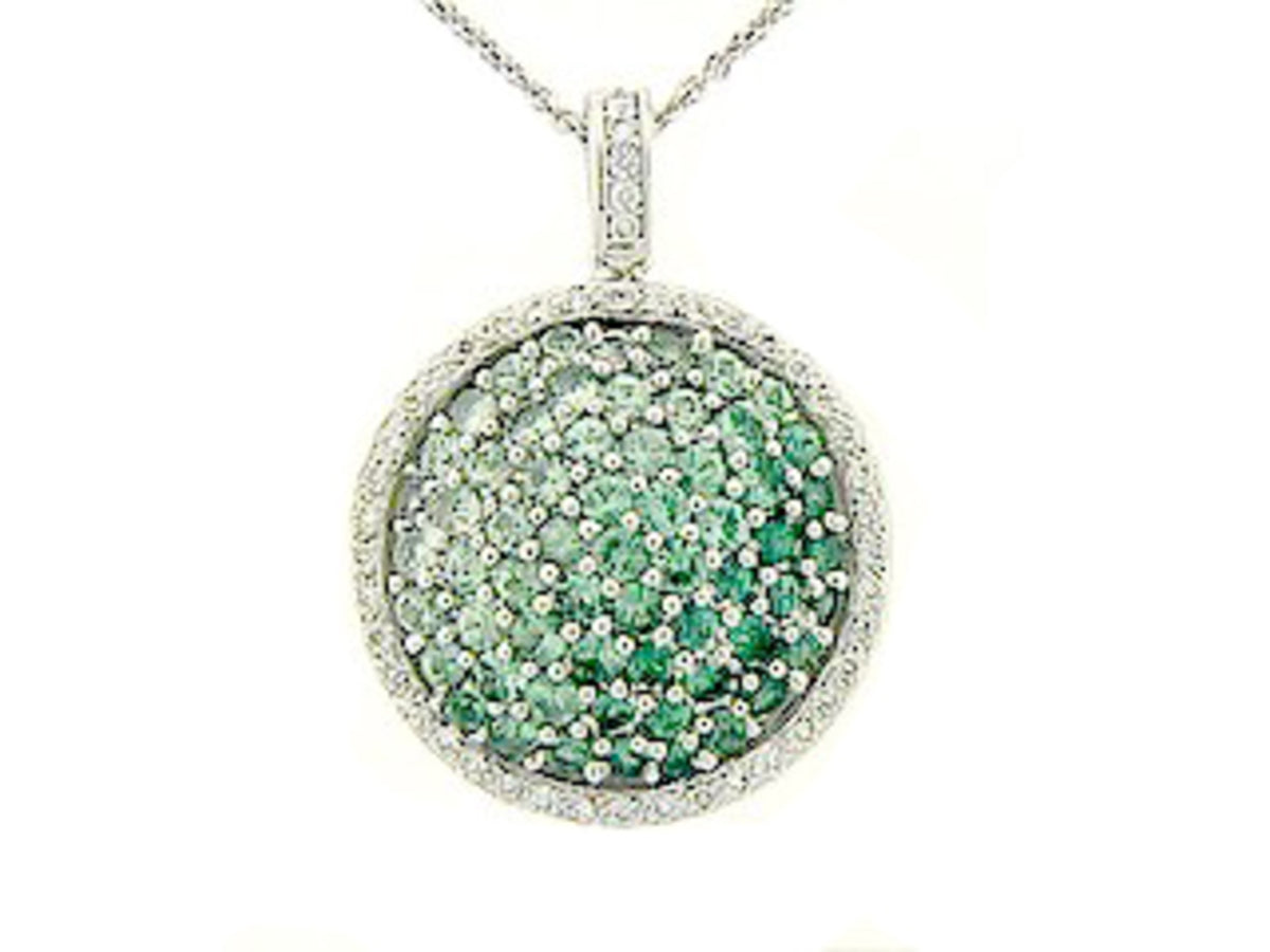 TSAVORITE & DIAMOND PENDANT, 18KW (N), C=2.45