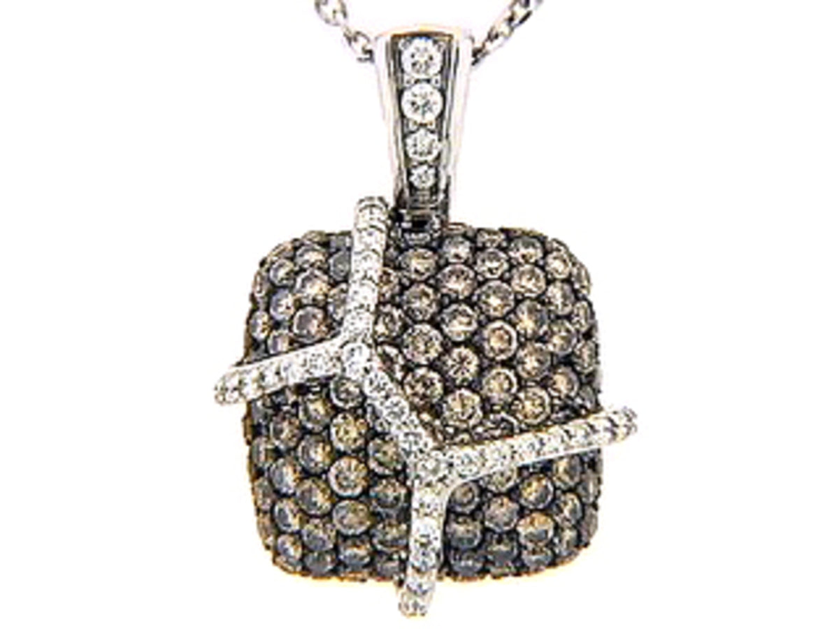 BROWN & WHITE DIAMOND PENDANT, 18KW (R/N)