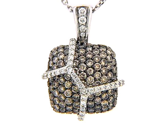 BROWN & WHITE DIAMOND PENDANT, 18KW (R/N)