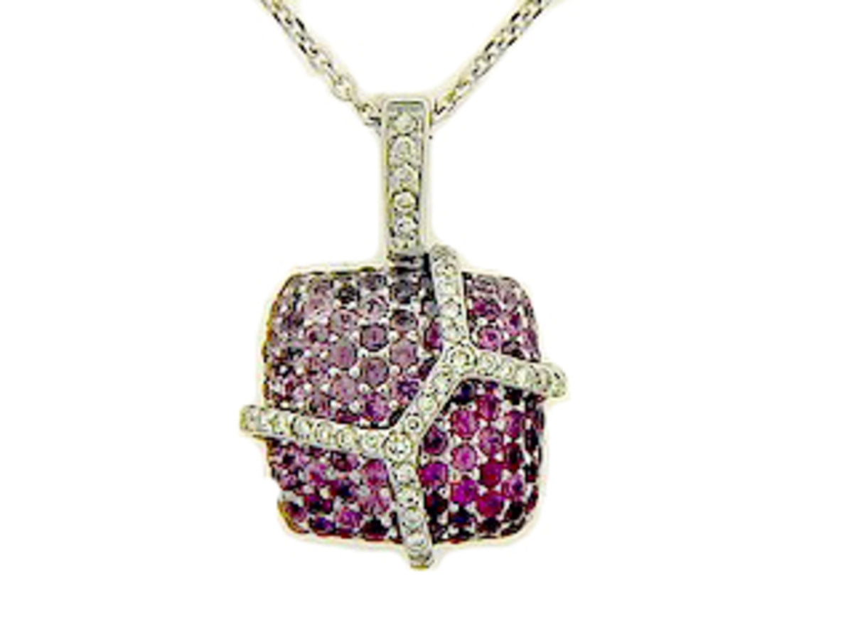 PINK SAPPHIRE & DIAMOND PENDANT, 18KW (H)