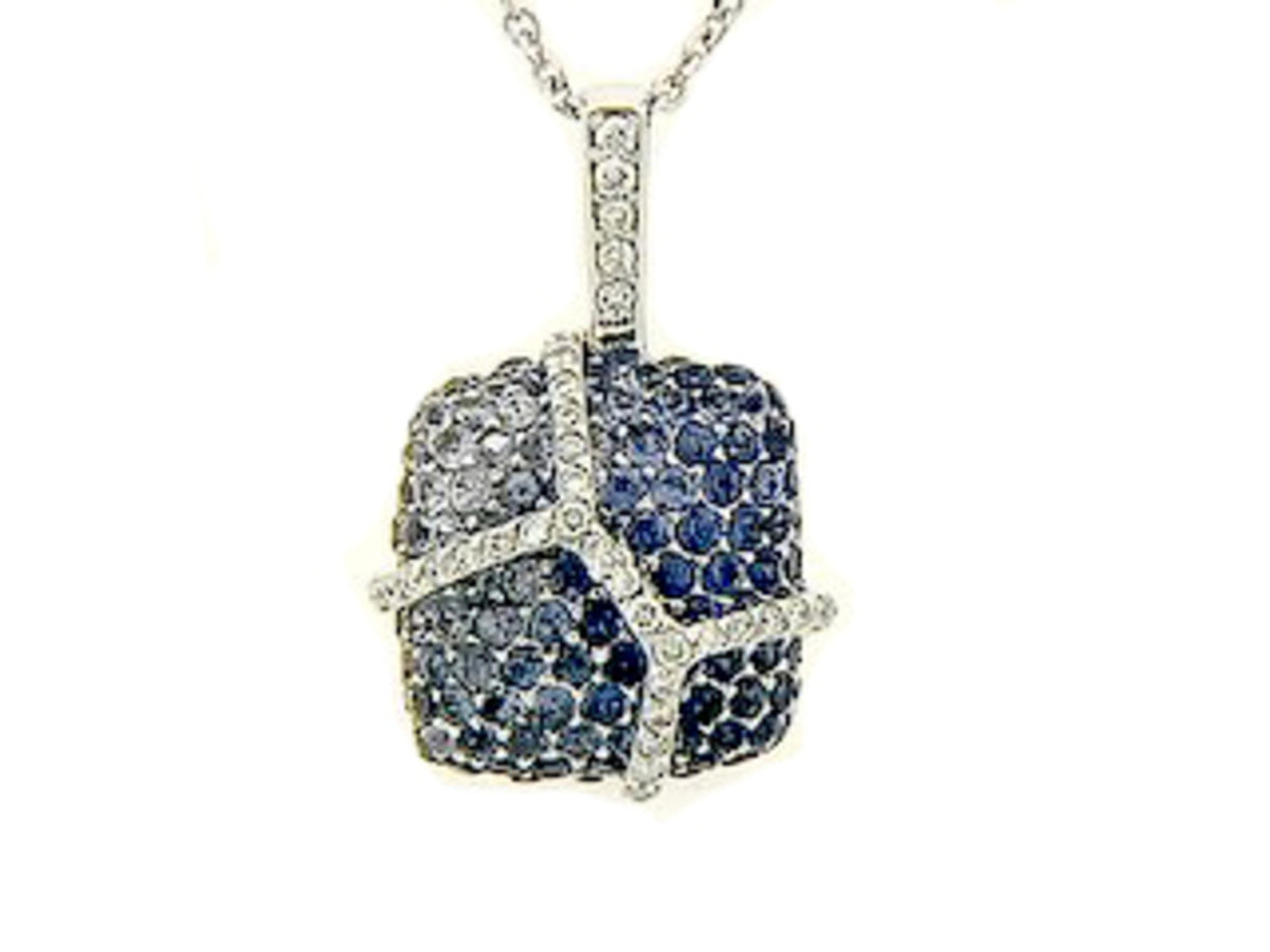 SAPPHIRE & DIAMOND PENDANT, 18KW (H)