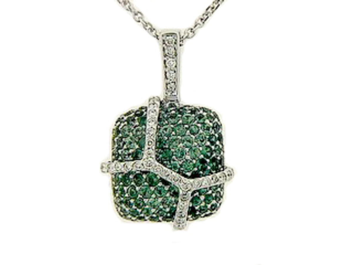TSAVORITE & DIAMOND PENDANT, 18KW (N), C=1.60