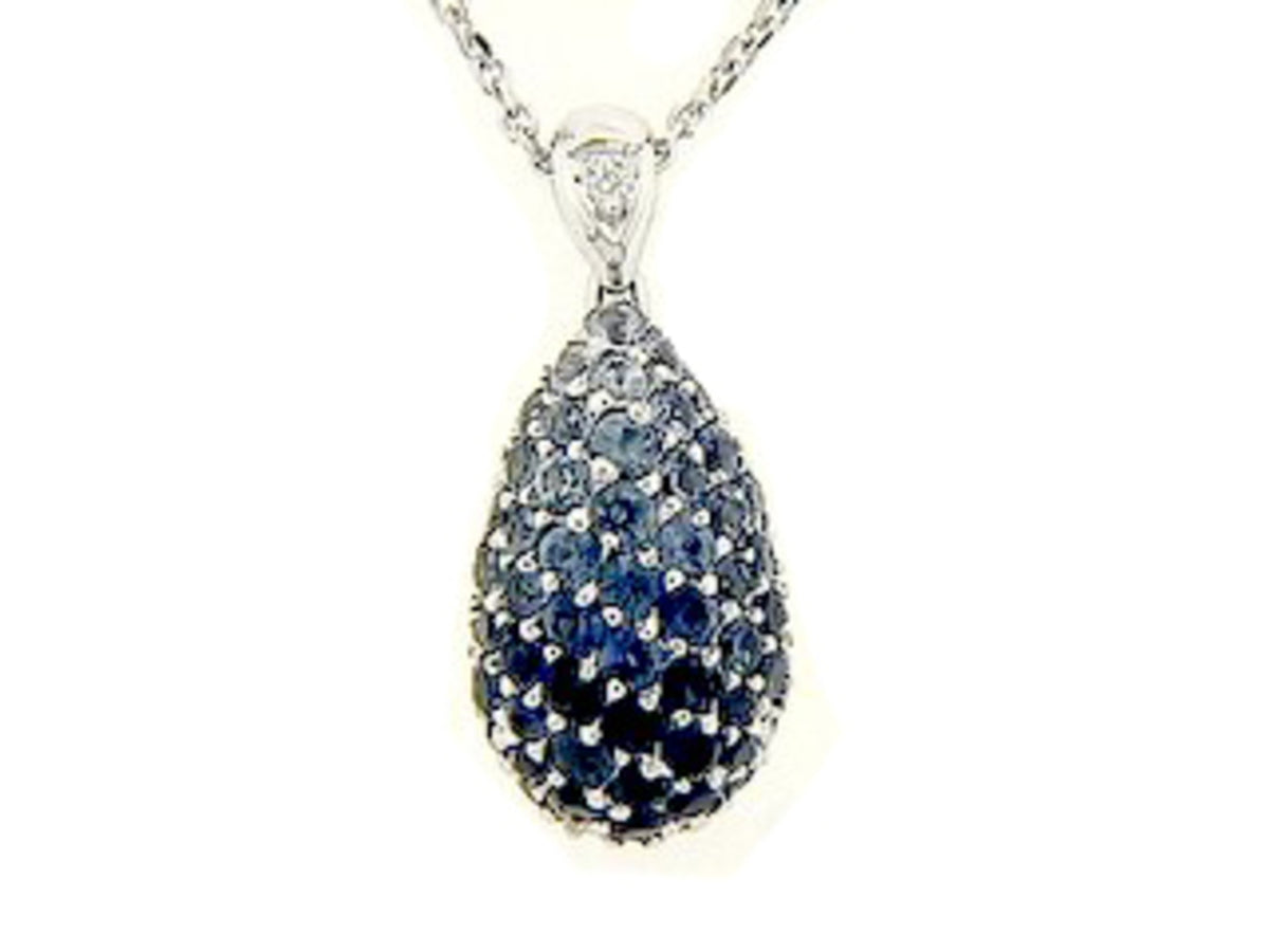 SAPPHIRE & DIAMOND PENDANT, 18KW (H), C=1.86