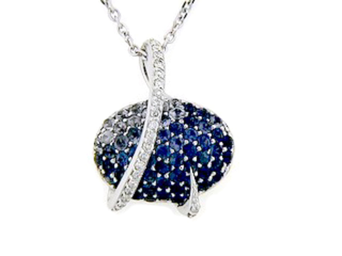 SAPPHIRE & DIAMOND PENDANT, 18KW (H)