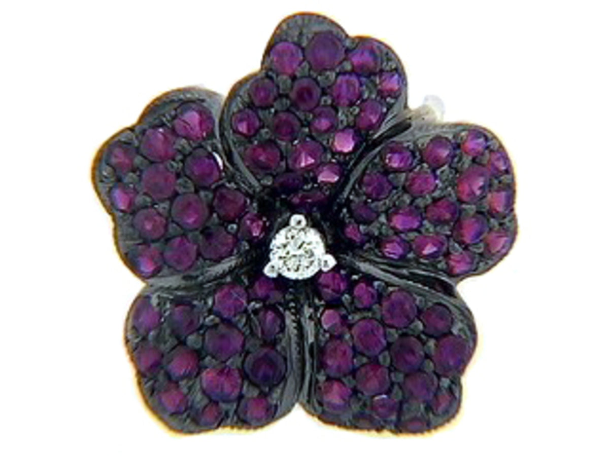 Ruby Diamond Pendant, 18kw (H), No Chain