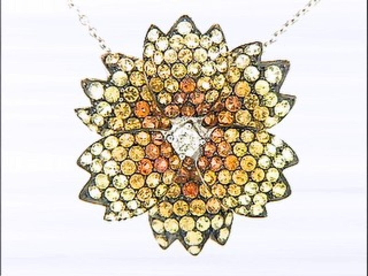 YELLOW SAPPHIRE & DIAMOND PENDANT, 18KW (H/U)