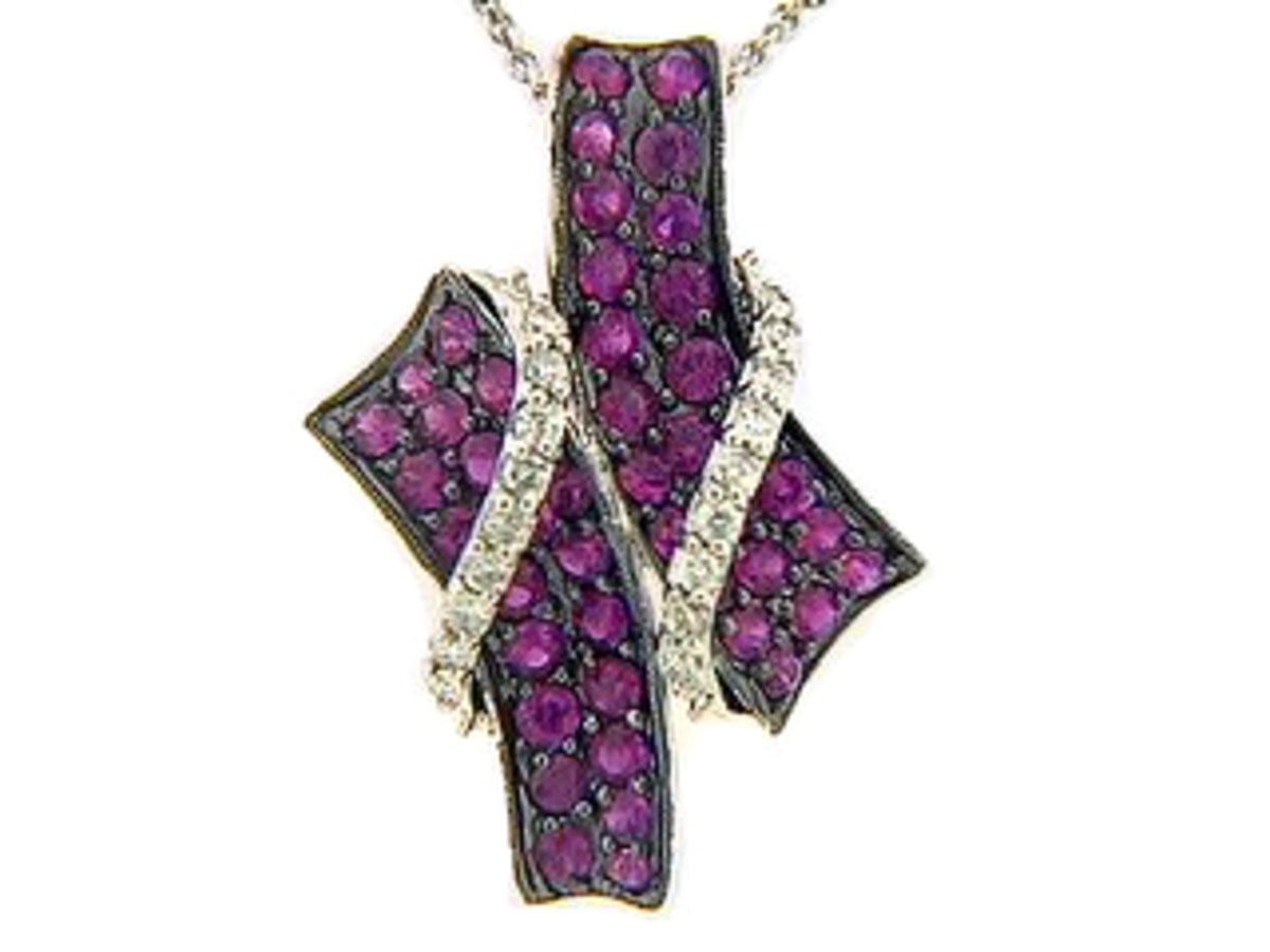 PINK SAPPHIRE & DIAMOND PENDANT, 18KW (H), C=1.20