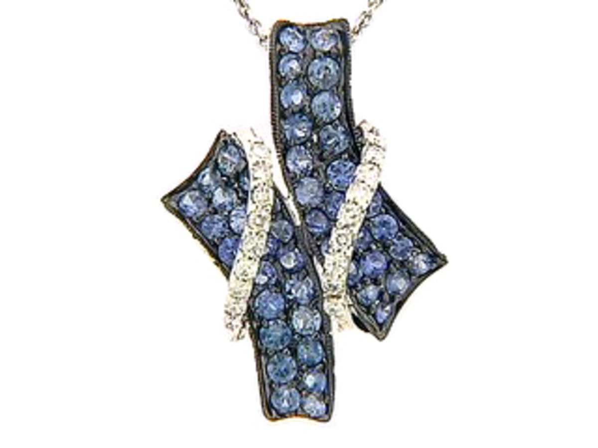 SAPPHIRE & DIAMOND PENDANT, 18KW(H)