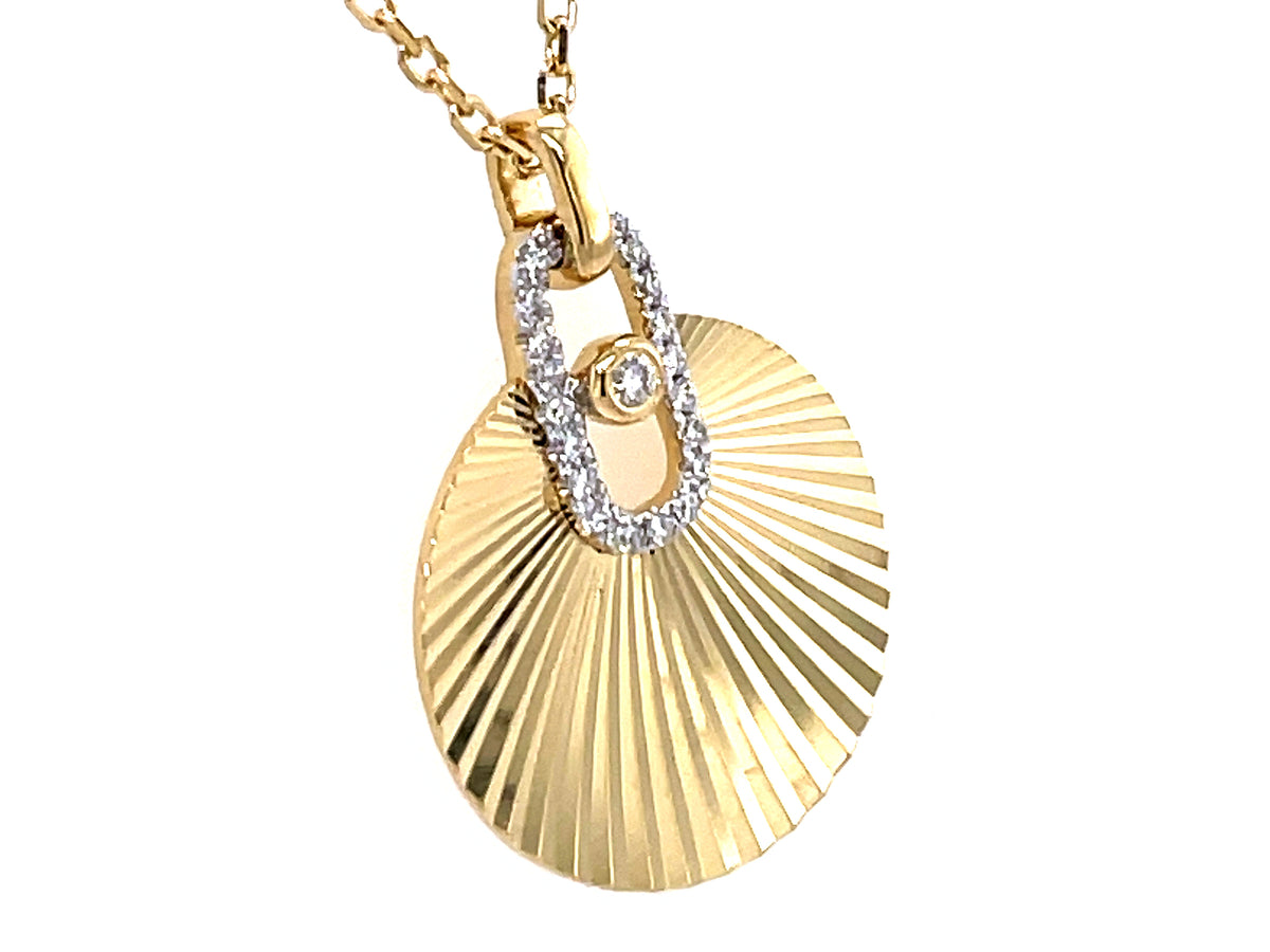 DIAMOND DISC PLEATED PENDANT, 15MM, 18"/17"/16"