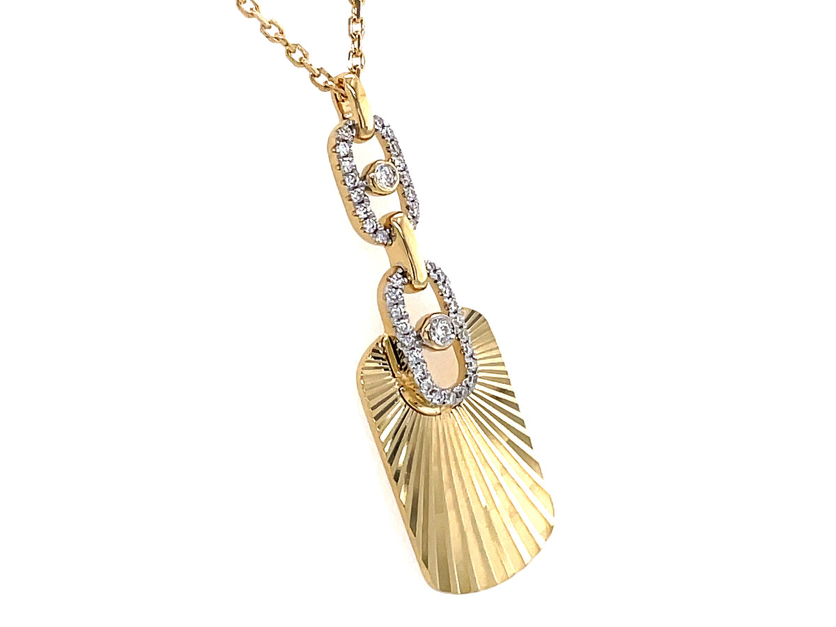 DIAMOND TAB PLEATED PENDANT, 18X10MM, 18"/17"/16"