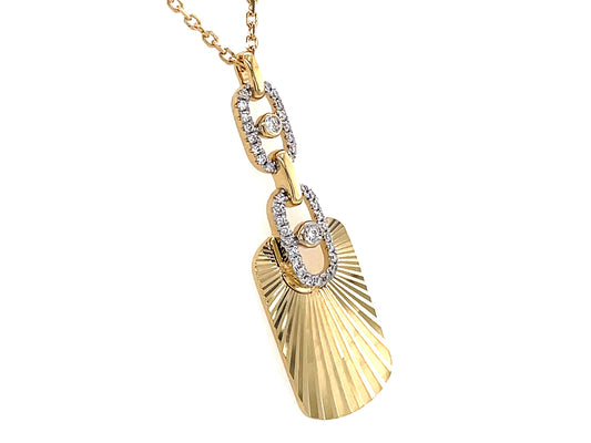 DIAMOND TAB PLEATED PENDANT, 18X10MM, 18"/17"/16"