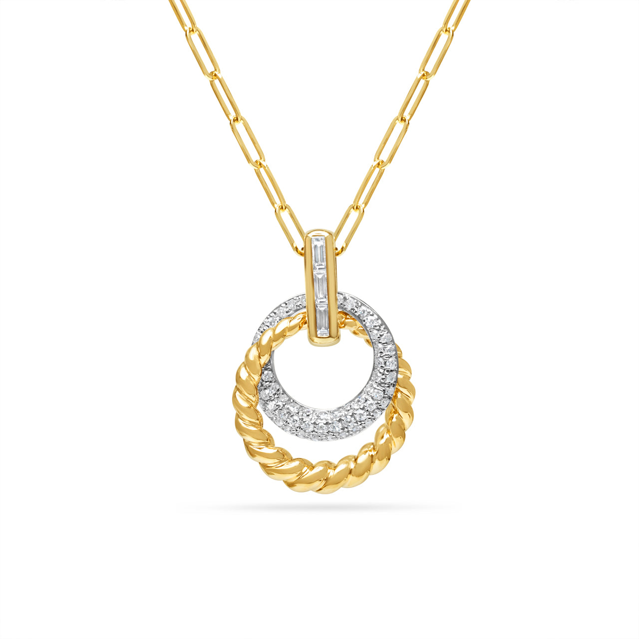 Diamond Circle Crossover Necklace