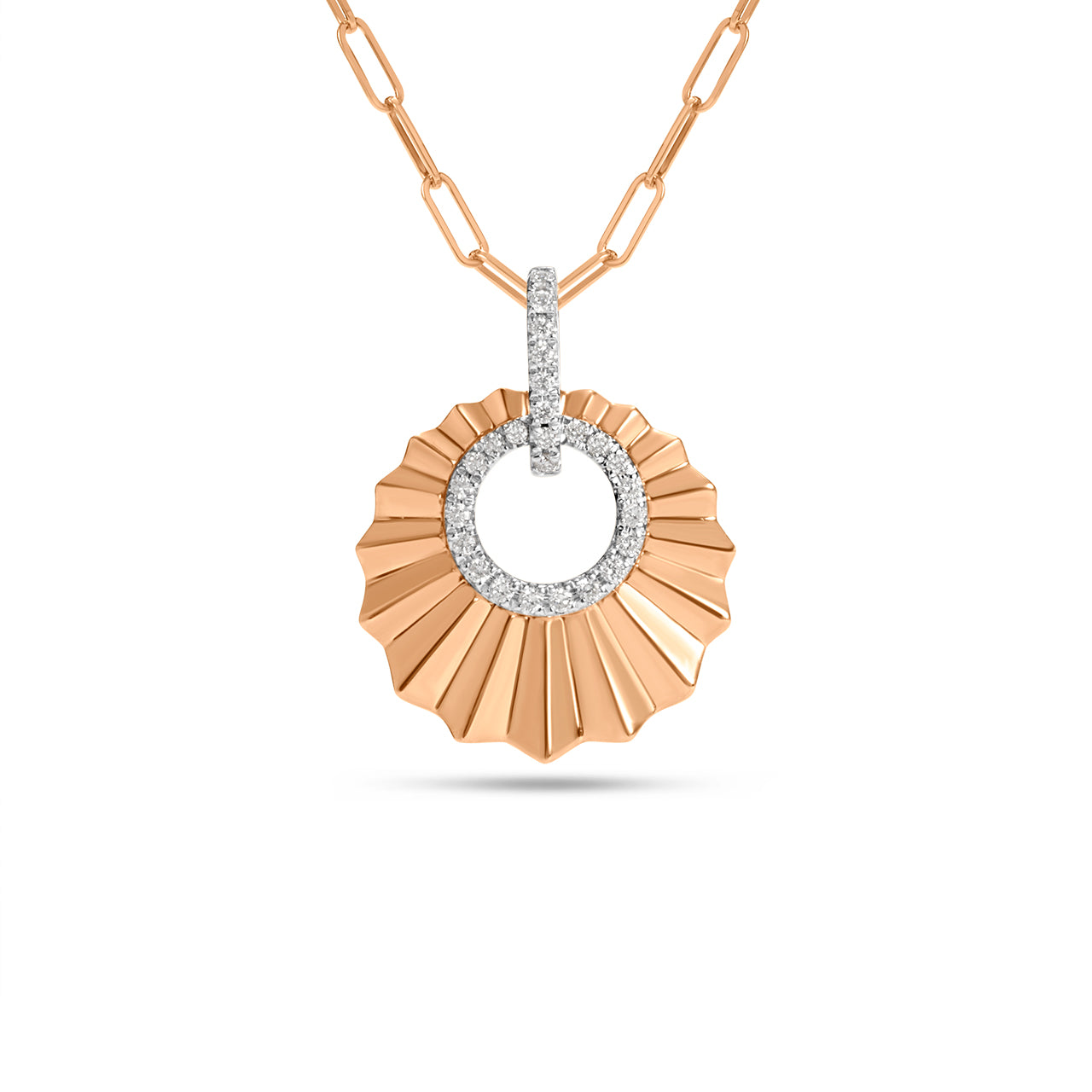 Diamond Circle Pleated Necklace