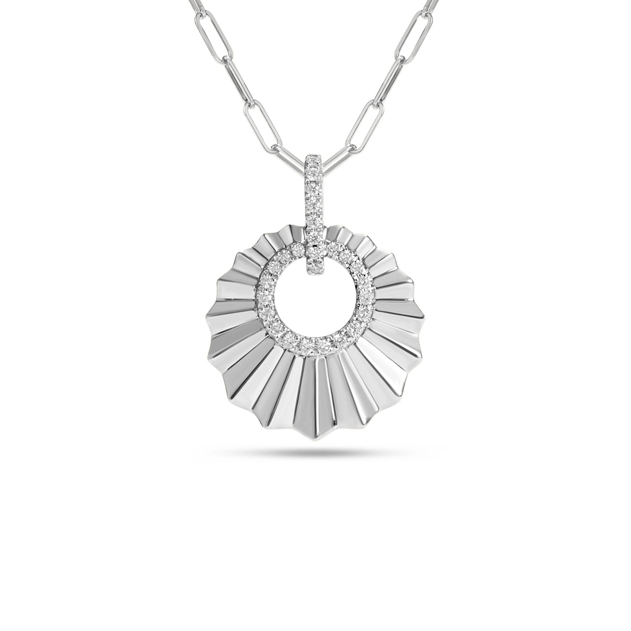 Diamond Circle Pleated Necklace