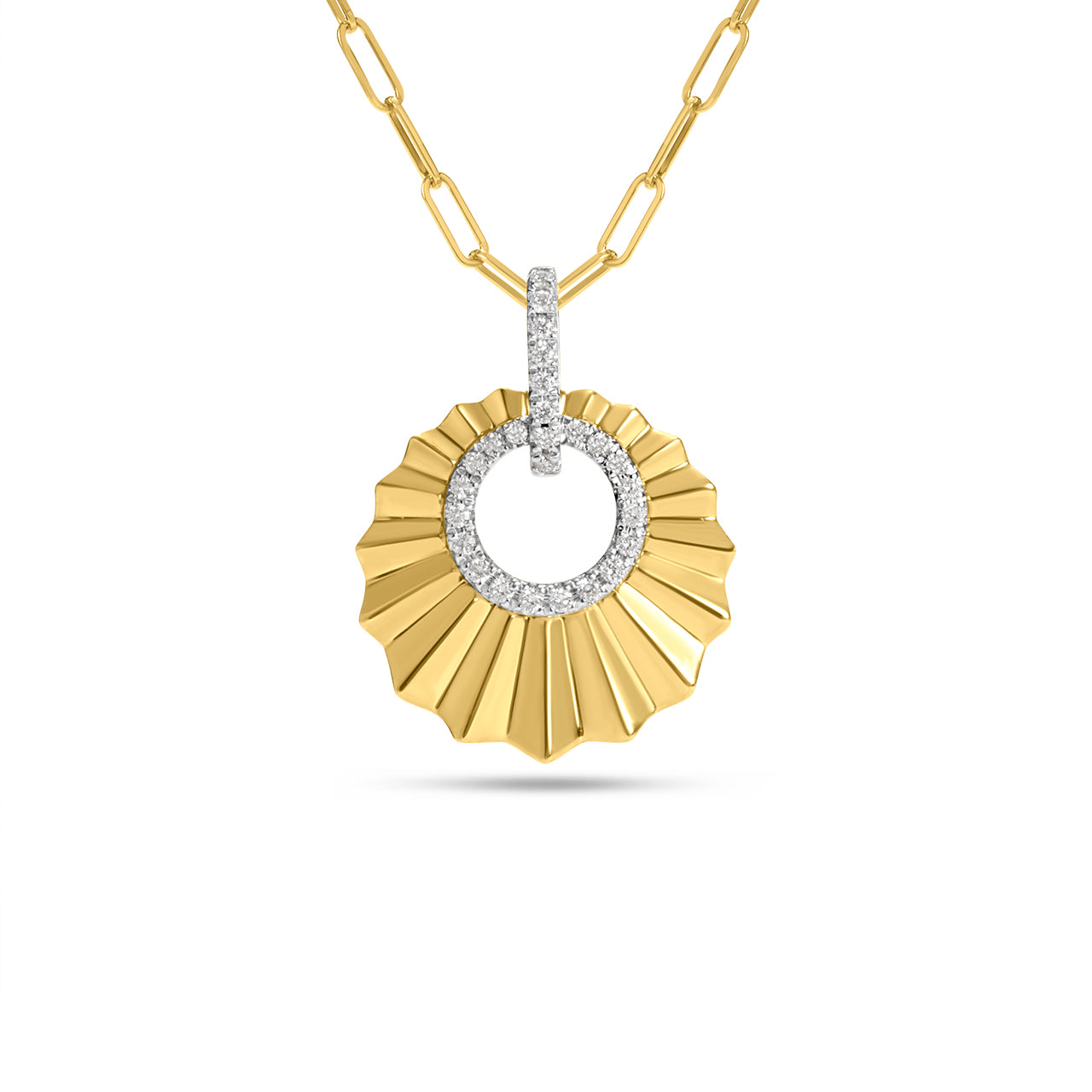 Diamond Circle Pleated Necklace