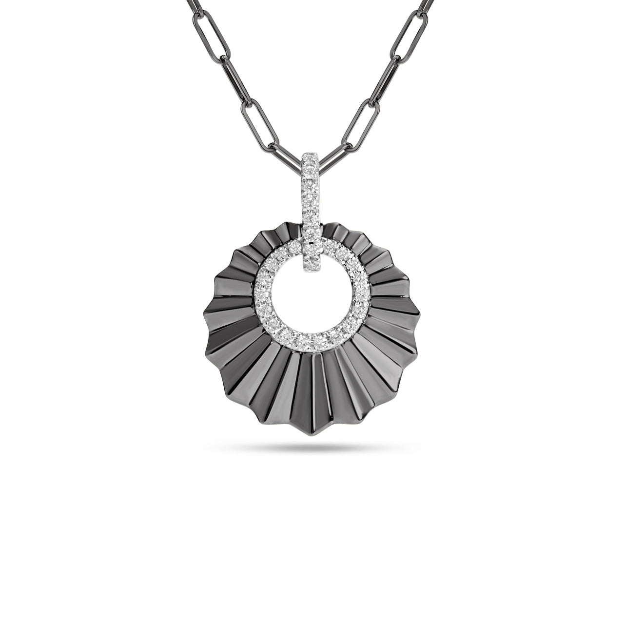 Diamond Circle Pleated Necklace