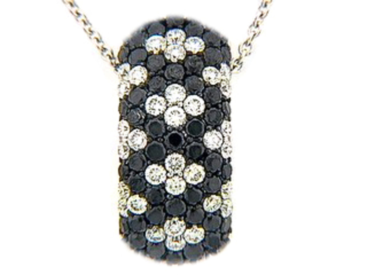 BLACK & WHITE DIAMOND PENDANT, 18KW (R/H)