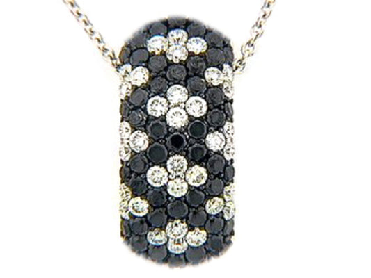 BLACK & WHITE DIAMOND PENDANT, 18KW (R/H)