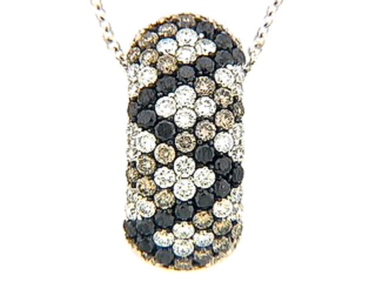 BLACK, BROWN & WHITE DIAMOND PENDANT, 18KW (R/N)