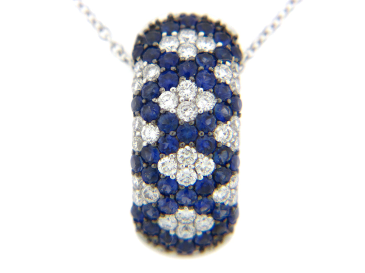 SAPPHIRE & DIAMOND PENDANT, 18KW (H), C=0.77