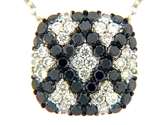 BLACK & WHITE DIAMOND PENDANT, 18KW (R/H)