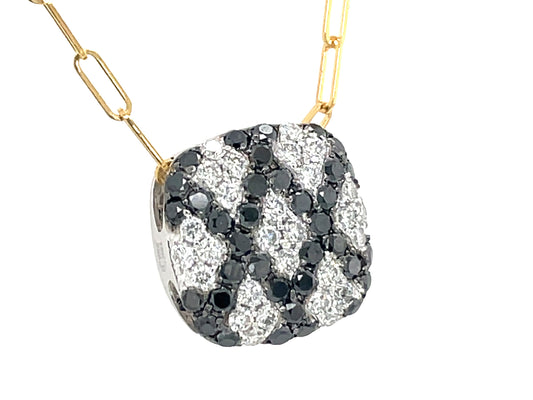 BLACK & WHITE DIAMOND PENDANT, PAPER CLIP CHAIN